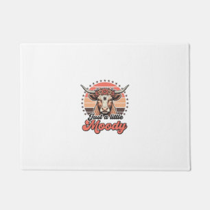 Moody Cow Retro Sunset Vintage Engraving Design_1 Doormat