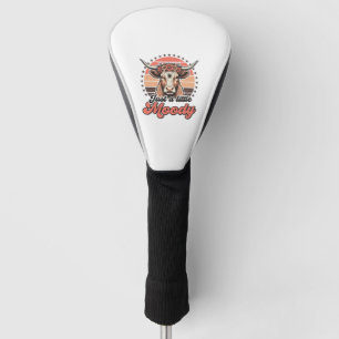 Moody Cow Retro Sunset Vintage Engraving Design_1 Golf Head Cover