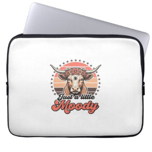 Moody Cow Retro Sunset Vintage Engraving Design_1 Laptop Sleeve