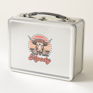 Moody Cow Retro Sunset Vintage Engraving Design_1 Metal Lunch Box