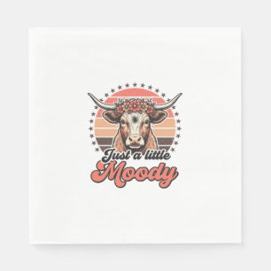 Moody Cow Retro Sunset Vintage Engraving Design_1 Napkin