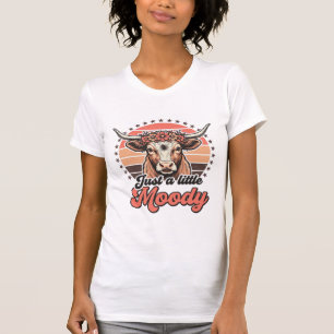 Moody Cow Retro Sunset Vintage Engraving Design_1 T-Shirt