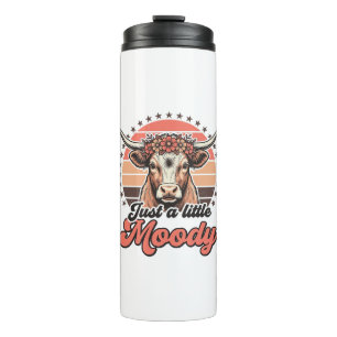 Moody Cow Retro Sunset Vintage Engraving Design_1 Thermal Tumbler