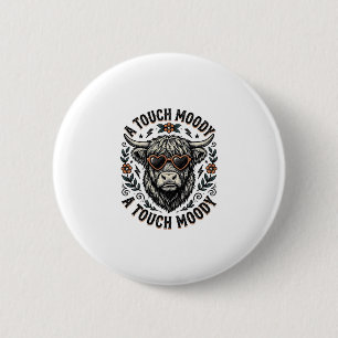 Moody Cow Shirt Vintage Engraving Farm Animal 6 Cm Round Badge