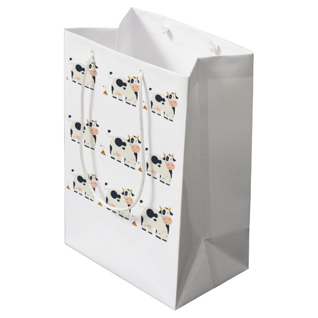 “Moody Cow” Wrapping Paper  Medium Gift Bag (Back Angled)