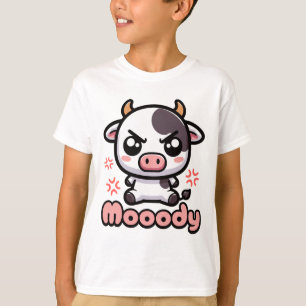 Moody! Cute Angry Cow Pun Cartoon T-Shirt