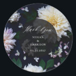 Moody Dahlia Floral Classic Round Sticker<br><div class="desc">Moody dahlia floral wedding suite. Full suite https://www.zazzle.com/collections/moody_dahlia-119450438456391749</div>