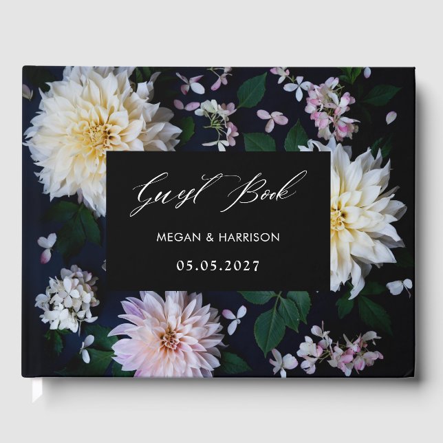 Moody Dahlia Floral guest book (Front)