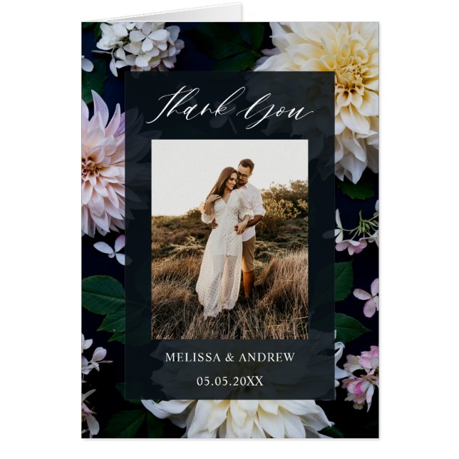 Moody Dahlia Floral Thank You (Front)