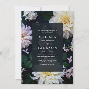Moody Dahlia Floral Wedding  Invitation