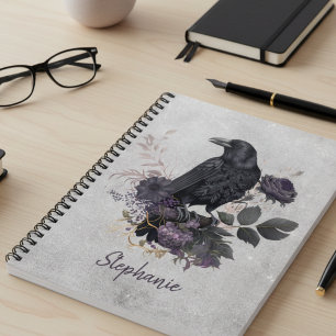 Moody Dark Academia Raven Spiral Notebook