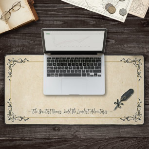 Moody Dark Academia Vintage Quill Book Style Desk Mat