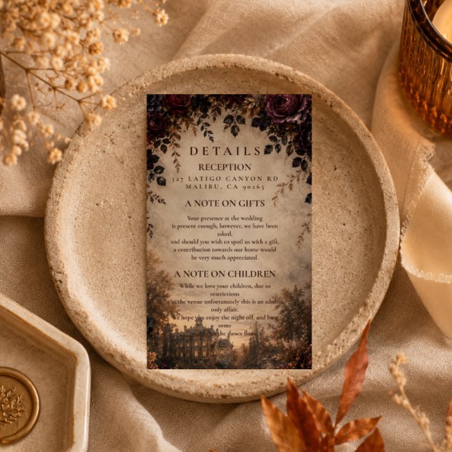 Moody Dark Autumn Wedding Enclosure Card (Creator Uploaded)