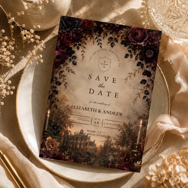 Moody Dark Autumn Wedding Save The Date (Creator Uploaded)