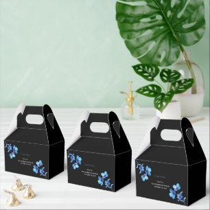 Moody Dark Blue Floral Elopement Favour Box