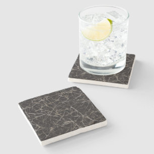 Moody Dark Elegant Black Marble Stone Texture Coaster
