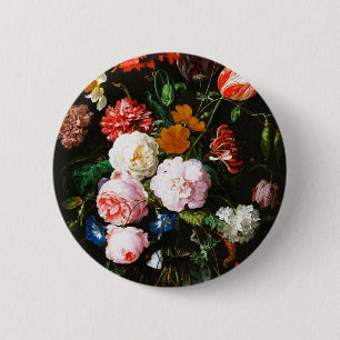 Moody Dark Floral Botanical Fine Art Print 6 Cm Round Badge