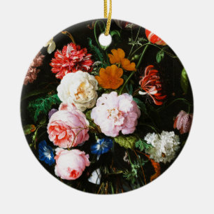 Moody Dark Floral Botanical Fine Art Print Ceramic Tree Decoration
