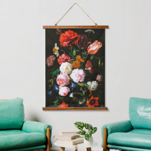 Moody Dark Floral Botanical Fine Art Print Hanging Tapestry