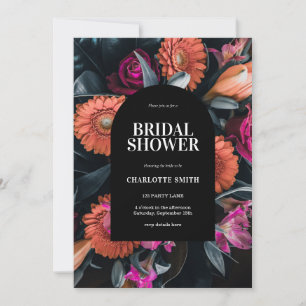 Moody Dark Floral Bridal Shower Invitation