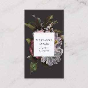 Moody Dark Floral Elegant Business Card