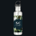 Moody dark floral modern elegant personalised 710 ml water bottle<br><div class="desc">Moody dark painted florals and foliage modern elegant stylised on trend design. Space to personalised with name and initials.</div>