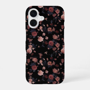 Moody Dark Floral Vintage Red Roses iPhone Case