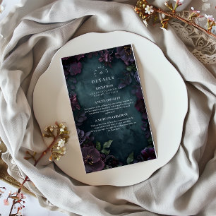 Moody Dark Floral Wedding Enclosure Card