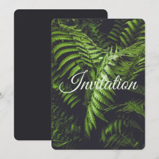 Moody Dark Green Fern Woodland Wedding Holiday Card