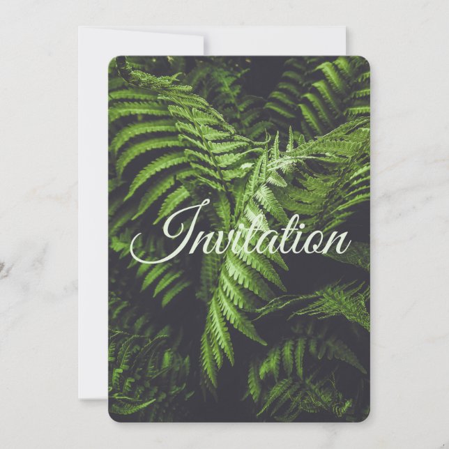 Moody Dark Green Fern Woodland Wedding Holiday Card (Front)