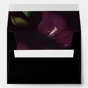 Moody Dark Purple Blooms Self-Addressed RSVP  Envelope