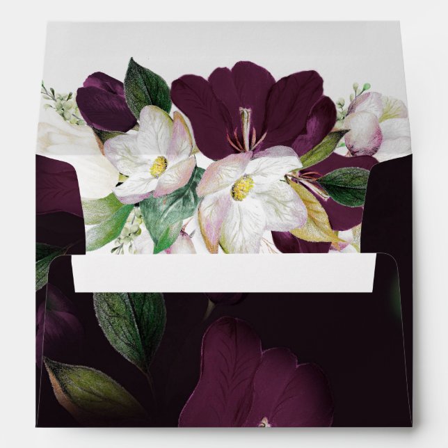 Moody Dark Purple Grunge Self-Addressed RSVP  Envelope (Back (Bottom))