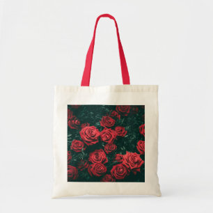 Moody Dark Red Roses Floral Pattern Background Tote Bag