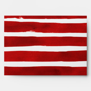 Moody Dark Red White Watercolor Stripes Texture Envelope