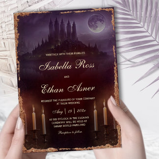 Moody Dark Romance Wedding Burgundy Velvet Invitation