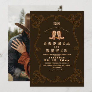 Moody Dark Rustic Western Wedding Invitation