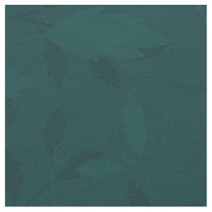 Moody Dark Teal Botanical Leaf Seamless Pattern Fabric