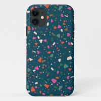Moody Dark Teal Terrazzo Phone Case