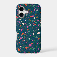 Moody Dark Teal Terrazzo Phone Case
