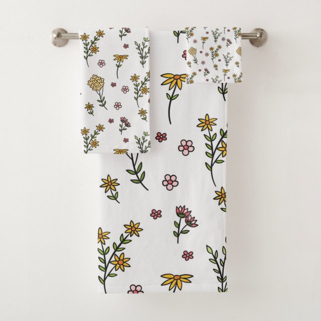 Moody Dark Victorian Botanical Floral Pattern Bath Towel Set (Insitu)