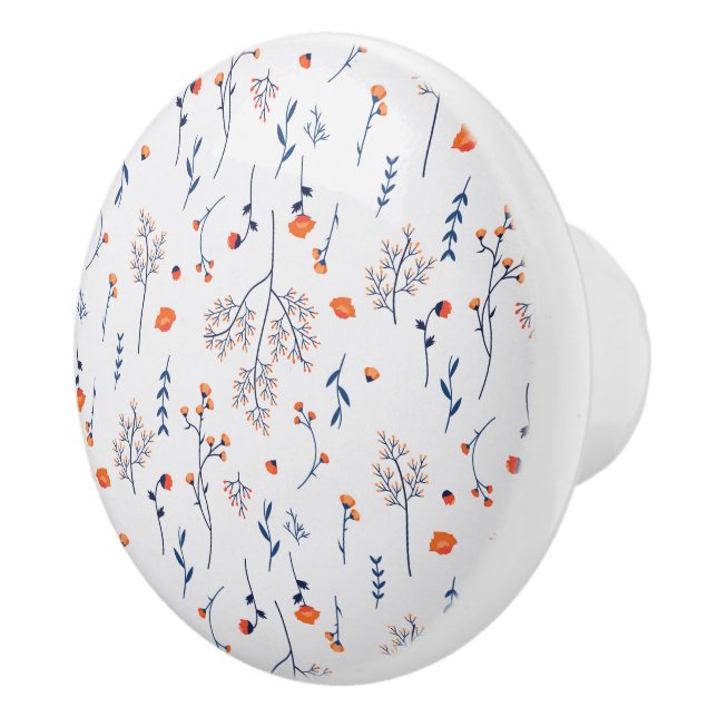 Moody Dark Victorian Botanical Floral Pattern Ceramic Knob (Right)