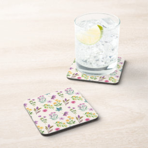Moody Dark Victorian Botanical Floral Pattern Coaster