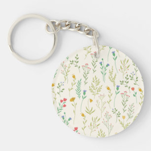 Moody Dark Victorian Botanical Floral Pattern Key Ring