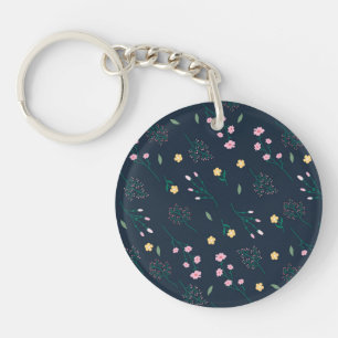 Moody Dark Victorian Botanical Floral Pattern Key Ring