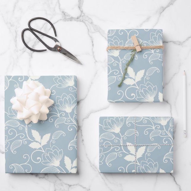 Moody Dark Victorian Botanical Floral Pattern Wrapping Paper Sheet (Front)
