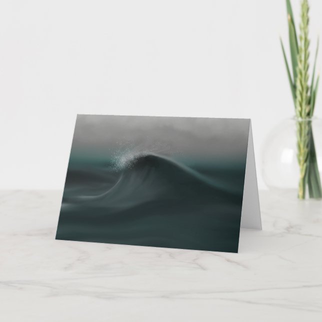 Moody deep green wave in storm card (Front)