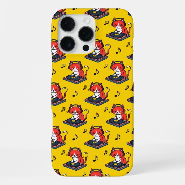 Moody DJ Cat Lover for Music Fans iPhone Case (Back)