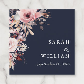 Moody Dusty Pink Floral Wedding Thank You Favour Tags