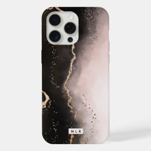 Moody Dusty Pink Ombre Gradient Modern Monogrammed iPhone 15 Pro Max Case