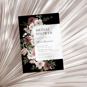 Moody Dusty Rose Floral Bridal Shower Invitation